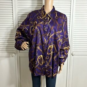 Lauren by Ralph Lauren Equestrian Chain Print Shirt 3X